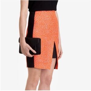 TED BAKER Quanda Jacquard in Neon Orange and Black Skirt 0